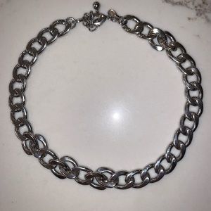 Thick silver chain link necklace choker